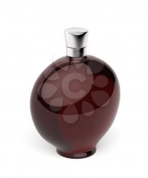 Red bottle with alcohol on a white background 