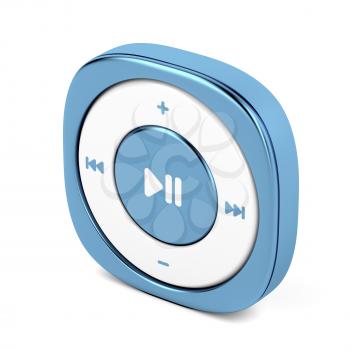 Small blue mp3 player on white background