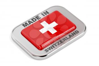 Made in Switzerland, shiny badge on white background