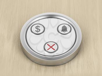 Restaurant table call button, 3D illustration