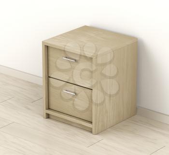 Wooden nightstand in the room