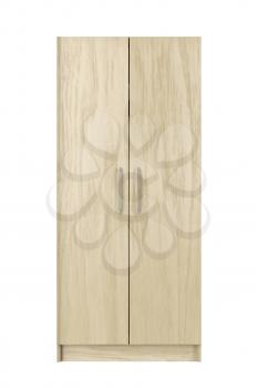 Wooden wardrobe isolated on white background, front view 