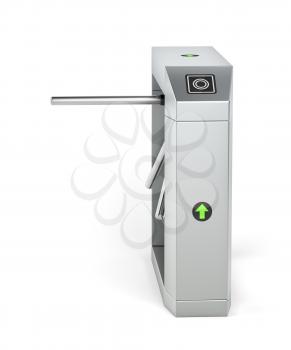 Automatic turnstile on white background
