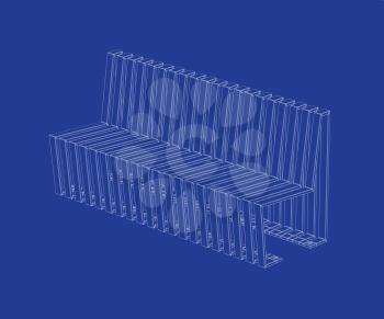 3D wire-frame model of modern bench