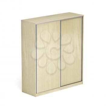 Wardrobe with sliding doors on white background