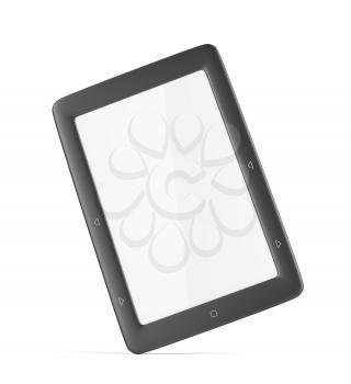 E-book reader with blank display on white background