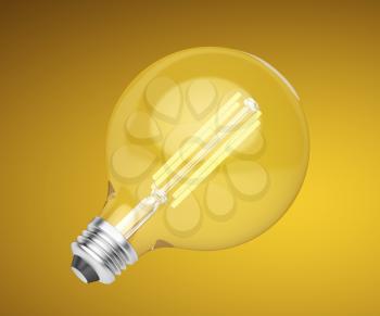 Bright LED light bulb on warm background