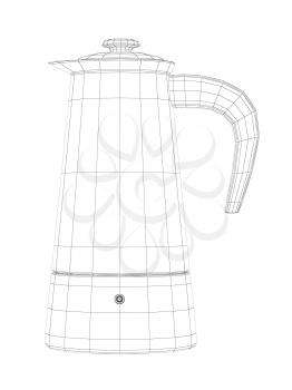 3D wire-frame model of moka pot, Italian coffee maker