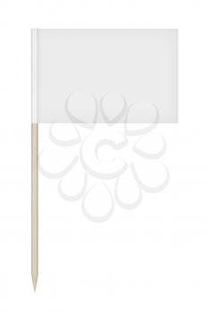 Blank toothpick flag isolated on white background, front view