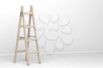 Wood double step ladder in the room