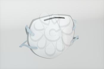 Medical mask with white background,3d rendering. Computer digital drawing.