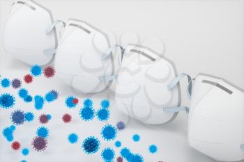 Medical mask and disease with white background,3d rendering. Computer digital drawing.