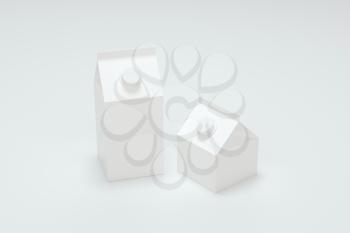 Blank milk box with white background, 3d rendering. Computer digital drawing.