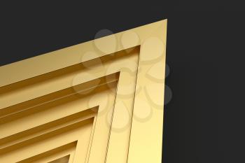 Polished triangle metal frame, 3d rendering. Computer digital drawing.