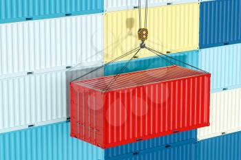 Container and weight,logistics and transmission,3d rendering. Computer digital drawing.