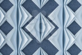 Geometrical background with cubic paper squares, 3d rendering. Computer digital drawing.