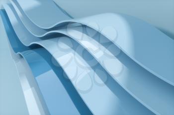 Blue curve surface, bright business background, 3d rendering. Computer digital drawing.