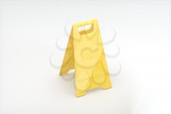 Blank yellow floor sign, 3d rendering. Computer digital drawing.