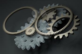 Industrial gear,mechanical structure,3d rendering. Computer digital drawing.