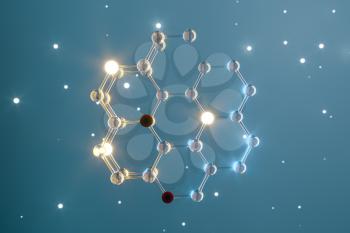 Molecules and biology, biological concept, 3d rendering. Computer digital drawing.