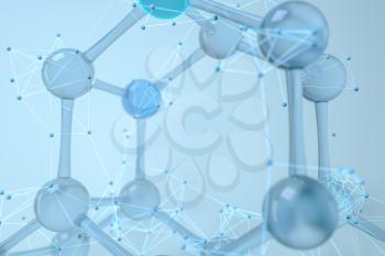Molecules and biology, biological concept, 3d rendering. Computer digital drawing.