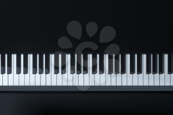 Piano keys with dark background, 3d rendering. Computer digital drawing.