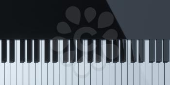 Piano keys with dark background, 3d rendering. Computer digital drawing.