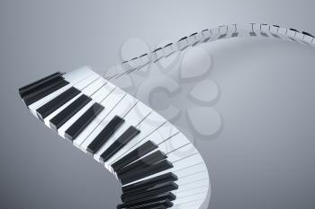 Piano keys with white background, 3d rendering. Computer digital drawing.