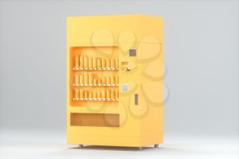 The orange model of vending machine with white background, 3d rendering. Computer digital drawing.