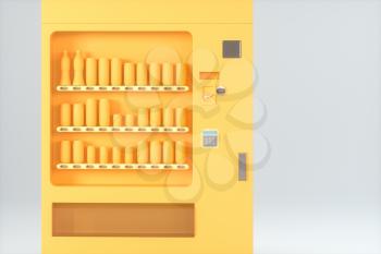 The orange model of vending machine with white background, 3d rendering. Computer digital drawing.