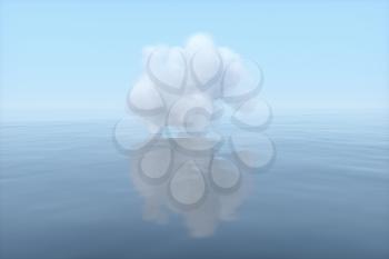 The cloud floating on the lake,peaceful scene,3d rendering.Computer digital drawing.