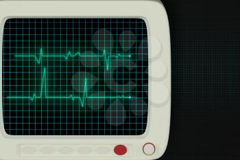 Glowing digital heartbeat line reflecting on the monitor, 3d rendering. Computer digital drawing.