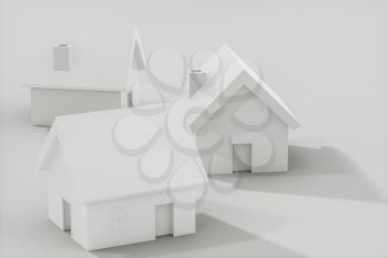 White small house model with white background, 3d rendering. Computer digital drawing.