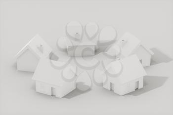 White small house model with white background, 3d rendering. Computer digital drawing.