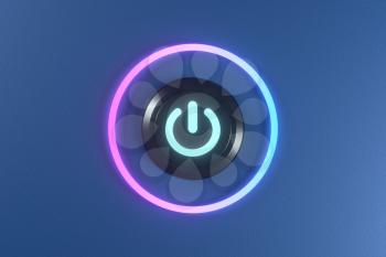 Button and switch with dark background,abstract conception ,3d rendering. Computer digital drawing.