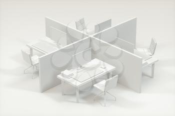 Office model with white background,abstract conception,3d rendering. Computer digital drawing.