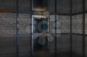 Safety gate and coded lock,abstract conception,3d rendering. Computer digital drawing.