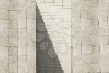 Steps and wall with grey background, modern construction,3d rendering. Computer digital drawing.