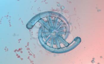 DNA genomes structure with division molecule, 3d rendering. Computer digital drawing.