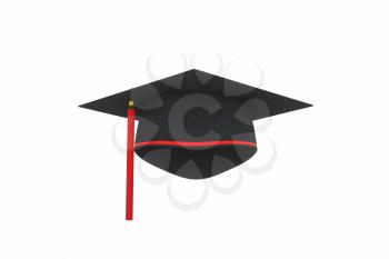 Graduate hat with white background, 3d rendering. Computer digital drawing.