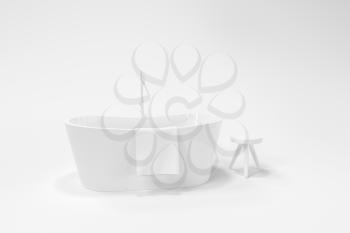 Cartoon bathtub with white background, 3d rendering. Computer digital drawing.