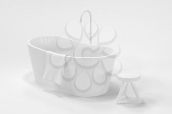 Cartoon bathtub with white background, 3d rendering. Computer digital drawing.