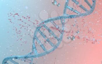 DNA genomes structure with division molecule, 3d rendering. Computer digital drawing.