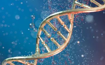 DNA genomes structure with division molecule, 3d rendering. Computer digital drawing.