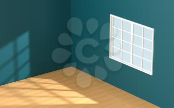 Empty room with floorboard, interior background, 3d rendering. Computer digital drawing.