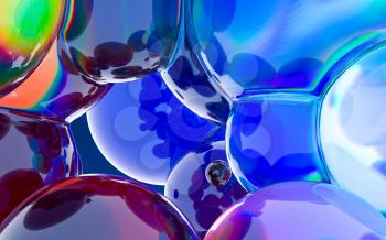 Glass balls with vivid colors, 3d rendering. Computer digital drawing.