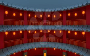 Ancient round house, Chinese classical round house, 3d rendering. Computer digital drawing.