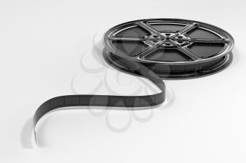 Film tapes with white background, 3d rendering. Computer digital drawing.