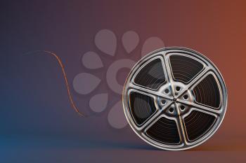 Film tapes with dark background, 3d rendering. Computer digital drawing.