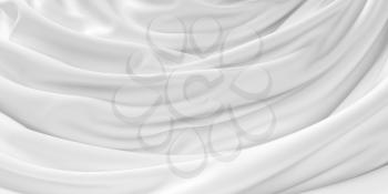 White pleated cloth background, 3d rendering. Computer digital drawing.